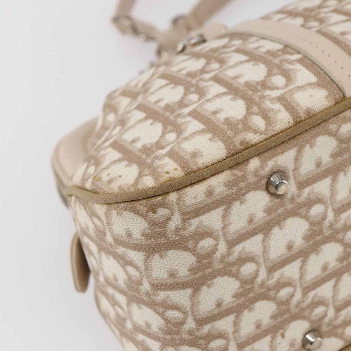 Christian Dior Vintage Trotter Romantique Zip Satchel Diorissimo Coated Canvas, BEIGE, CANVAS, Tote bag