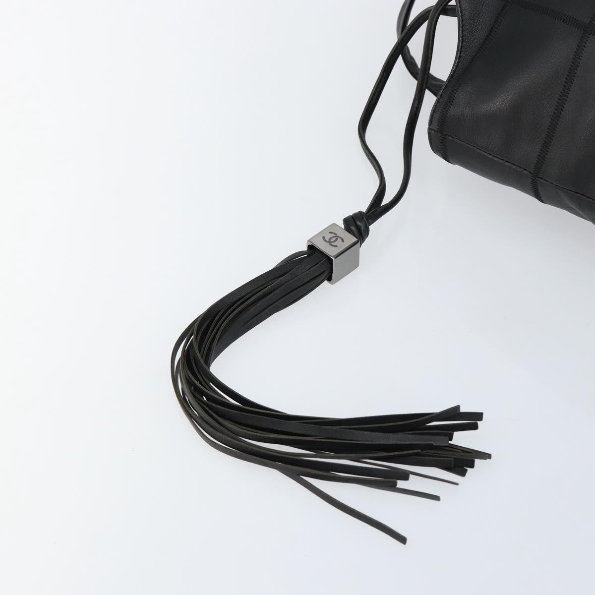 Chanel Square Stitch Tassel Hobo Quilted Leather, BLACK, LEATHER, Handbag