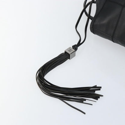 Chanel Square Stitch Tassel Hobo Quilted Leather, BLACK, LEATHER, Handbag