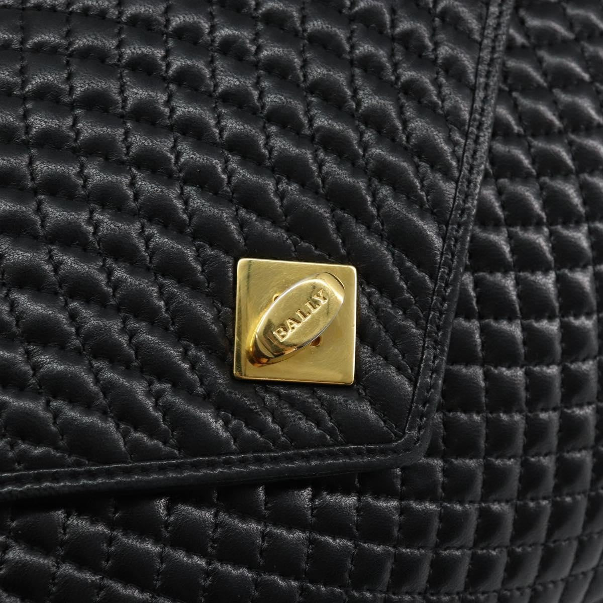 Bally Vintage Flap Handbag Quilted Leather, Black, Leather, Handbag