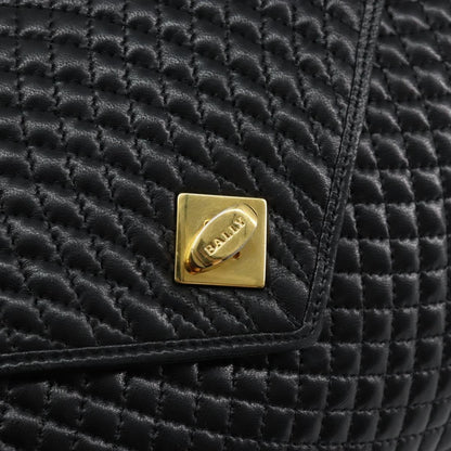 Bally Vintage Flap Handbag Quilted Leather, Black, Leather, Handbag
