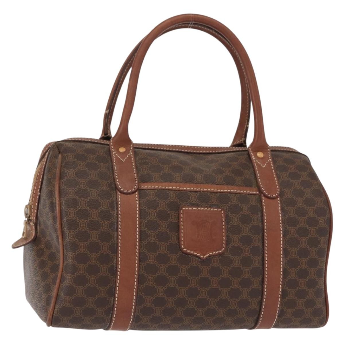 Celine Vintage Macadam Boston bag Canvas, BROWN, CANVAS, Travel bag