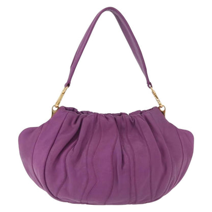 Prada Pleats Shoulder Bag Cervo Leather, Purple, Leather, Handbag