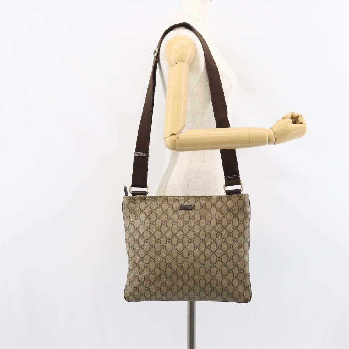 Gucci Zip Top Messenger Bag GG Coated Canvas, BEIGE, PVC, Shoulder bag