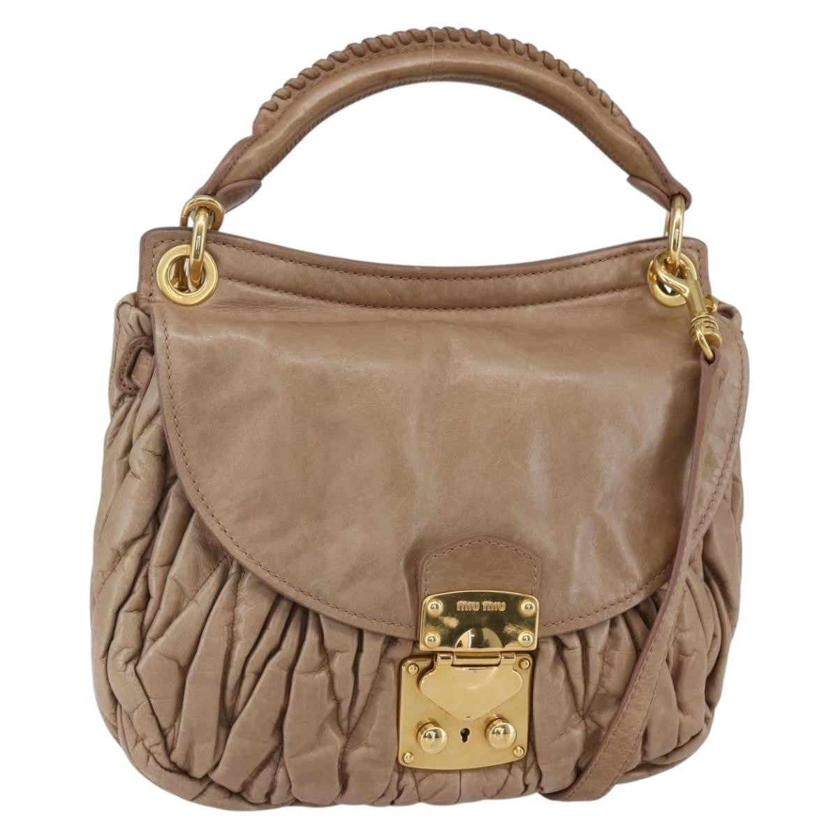 Miu Miu Coffer Satchel Matelasse Leather, PINK, LEATHER, Handbag