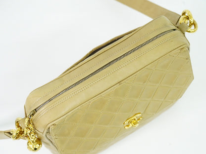 Chanel Vintage Camera bag Quilted Lambskin, BEIGE, LEATHER, Crossbody bag