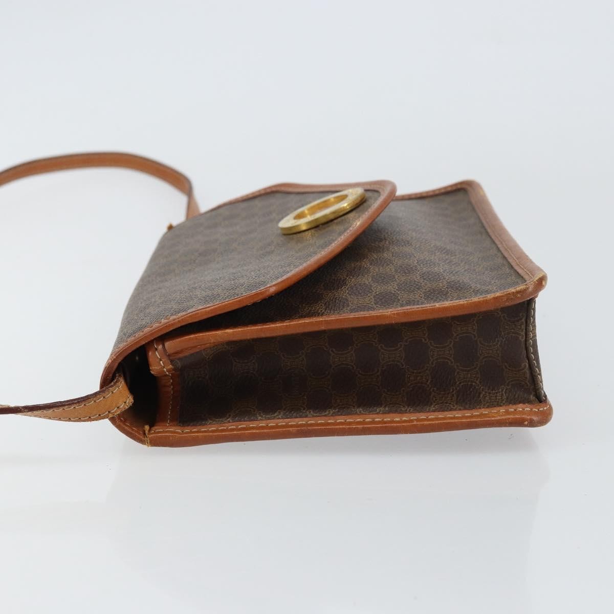 Celine Circle Logo Shoulder Bag Canvas, BROWN, CANVAS, Shoulder bag