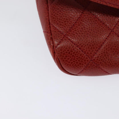Chanel Vintage Zip Belt Bag Quilted Caviar, Red, Leather, Shoulder Bag
