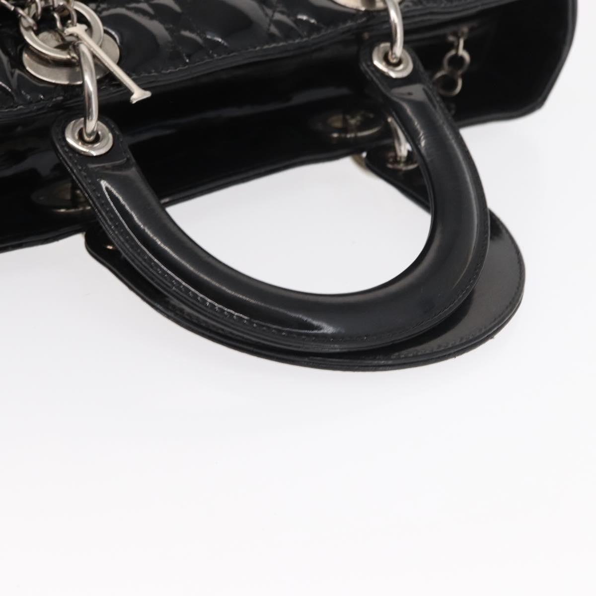 Christian Dior Lady Dior Bag Cannage Quilt Patent, BLACK, PATENT_LEATHER, Handbag
