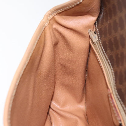 Celine Vintage Macadam Circle Logo Shoulder Bag Canvas and Leather, Brown, Canvas, Shoulder Bag
