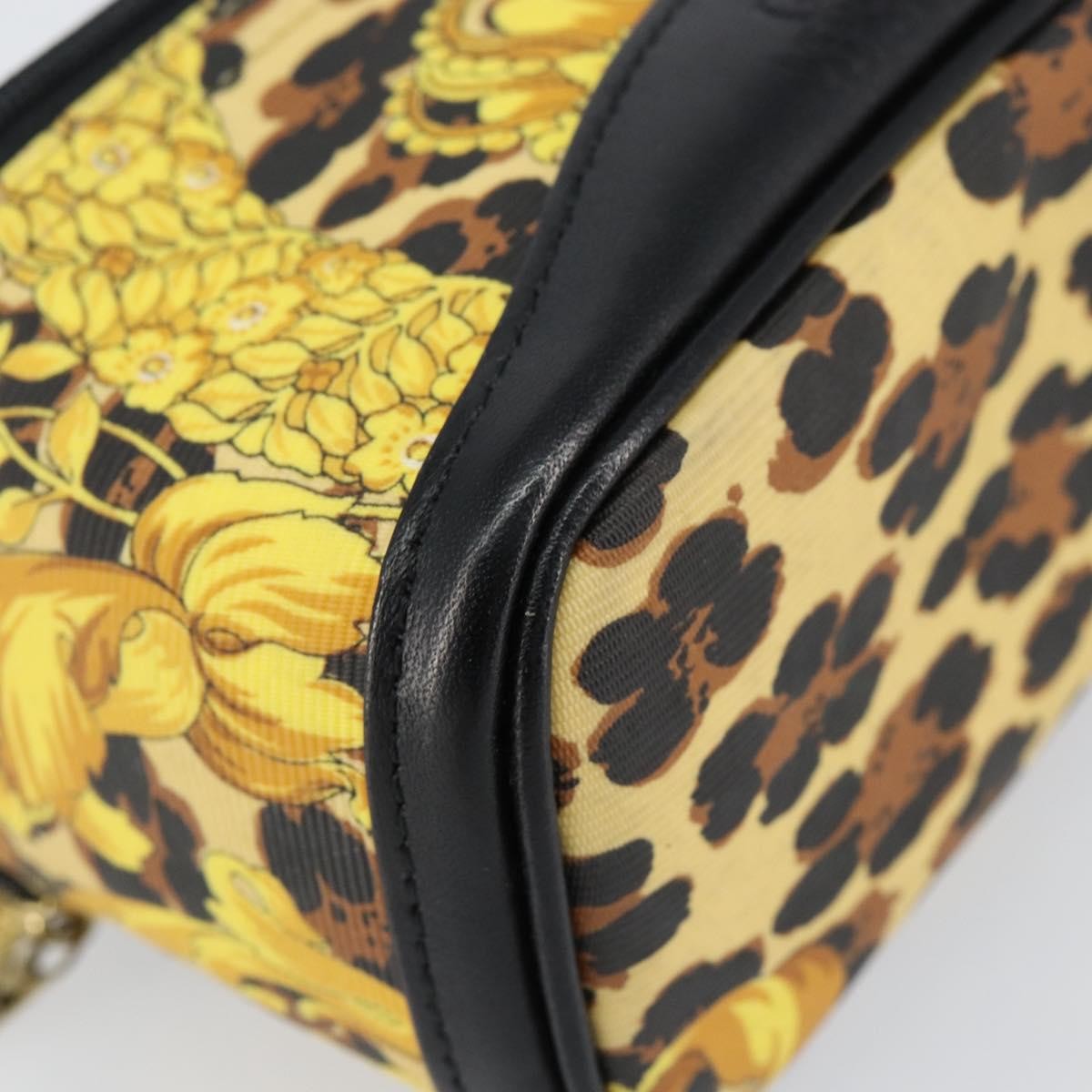 Versace Vanity Hand Bag Canvas and Leather, GOLD, LEATHER, Clutche & pouche