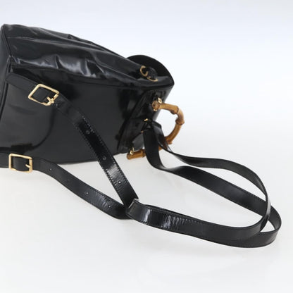 Gucci Vintage Bamboo Backpack Patent, BLACK, PATENT_LEATHER, Backpack