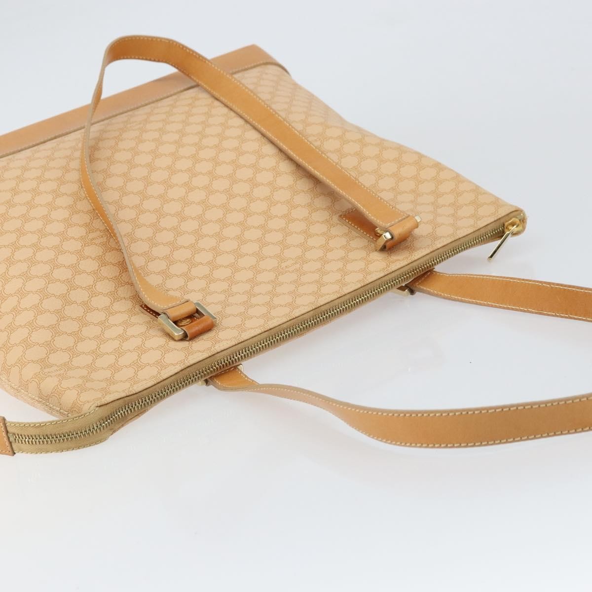 Celine Vintage Macadam Tote bag Canvas and Leather, BEIGE, CANVAS, Tote bag