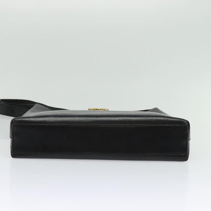 Salvatore Ferragamo Gancini Shoulder Bag Leather, BLACK, LEATHER, Shoulder bag
