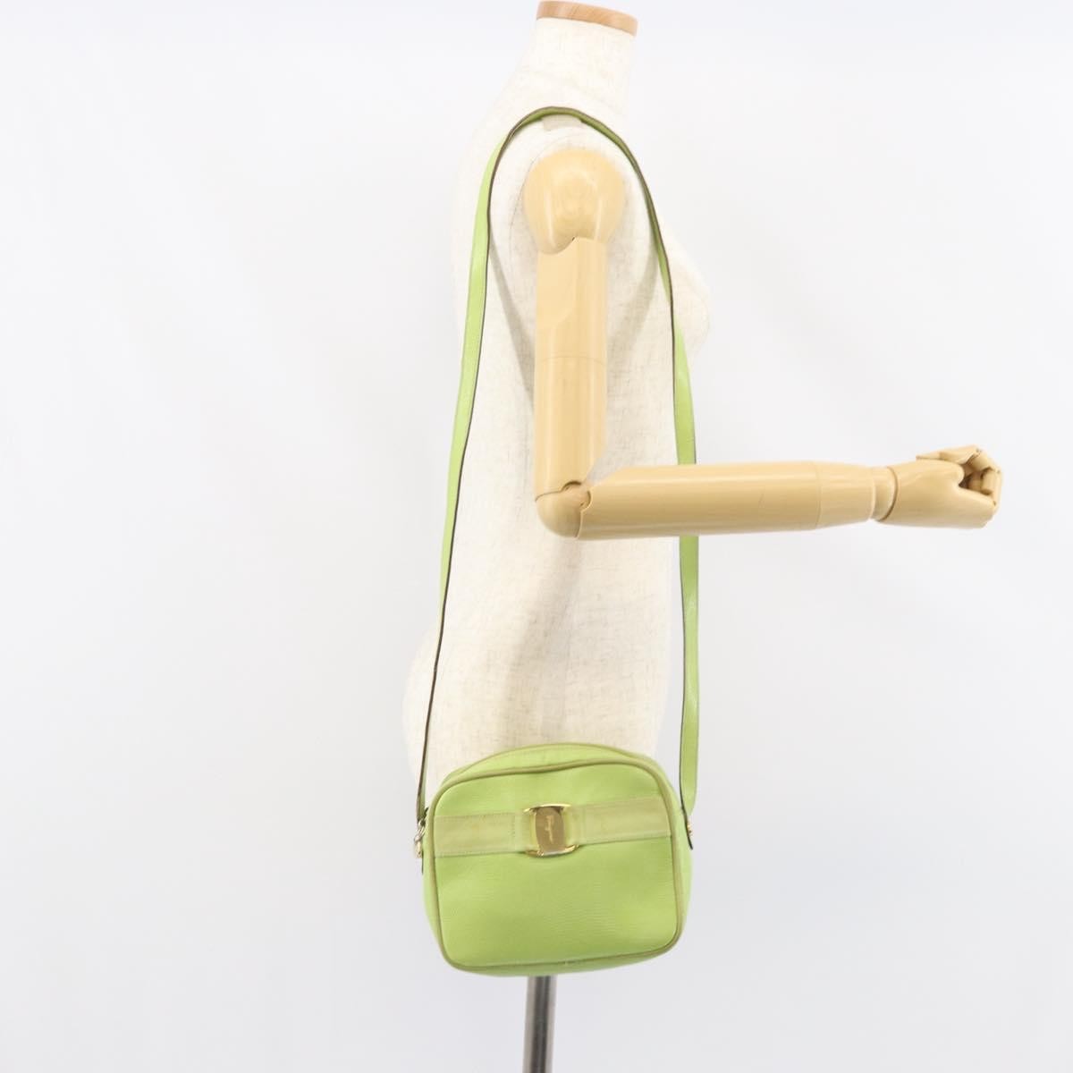 Salvatore Ferragamo Vala Shoulder Bag Leather, GREEN, LEATHER, Shoulder bag