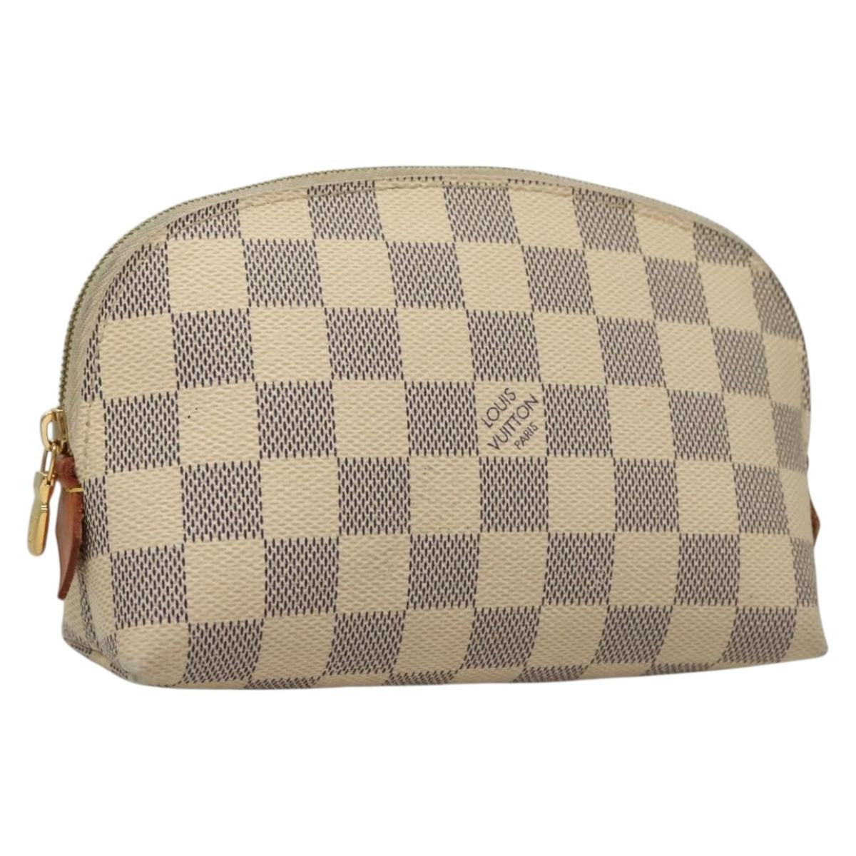 Louis Vuitton Cosmetic Pouch Damier, WHITE, CANVAS, Toiletry Case