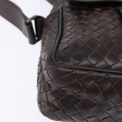 Bottega Veneta Front Pocket Messenger Bag Intrecciato Nappa, BROWN, LEATHER, Crossbody bag
