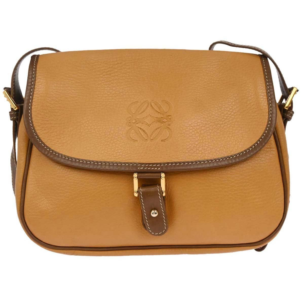 Loewe Anagram Shoulder Bag Leather, BROWN, LEATHER, Shoulder bag