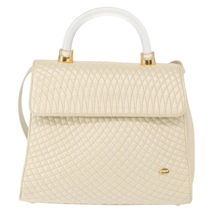 Bally Vintage Handbag Quilted Leather, BEIGE, LEATHER, Handbag