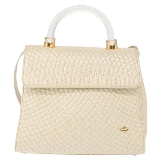 Bally Vintage Handbag Quilted Leather, BEIGE, LEATHER, Handbag