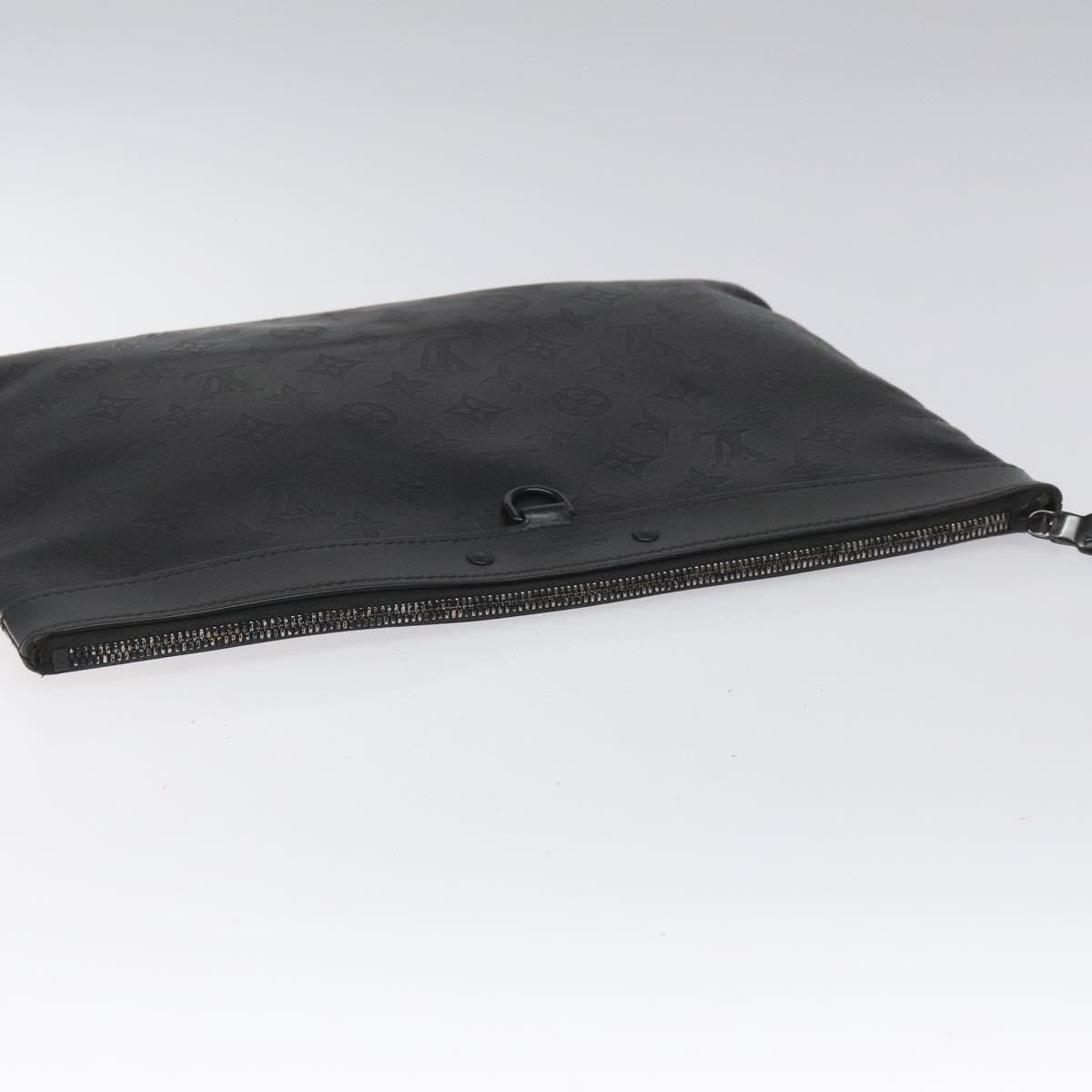 Louis Vuitton Discovery Pochette Monogram Shadow Leather, BLACK, LEATHER, Clutche & pouche
