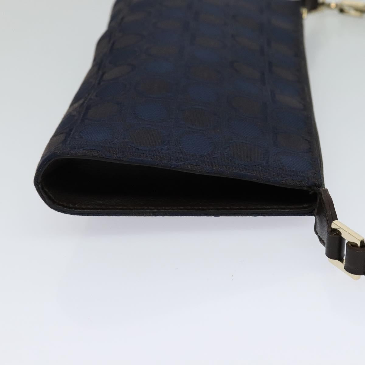 Salvatore Ferragamo Gancini handbag Canvas, NAVY, CANVAS, Handbag