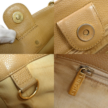 Chanel Petite Shopping Tote Quilted Caviar, Beige, Leather, Shoulder Bag