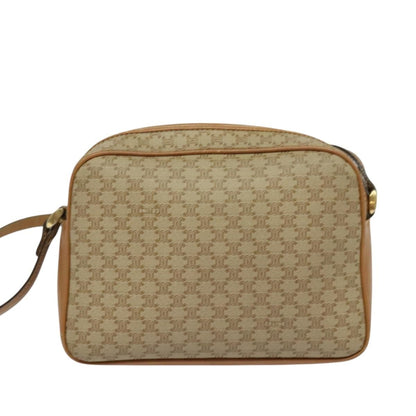 Celine Vintage Macadam Shoulder Bag Canvas and Leather, Beige, Canvas, Shoulder Bag