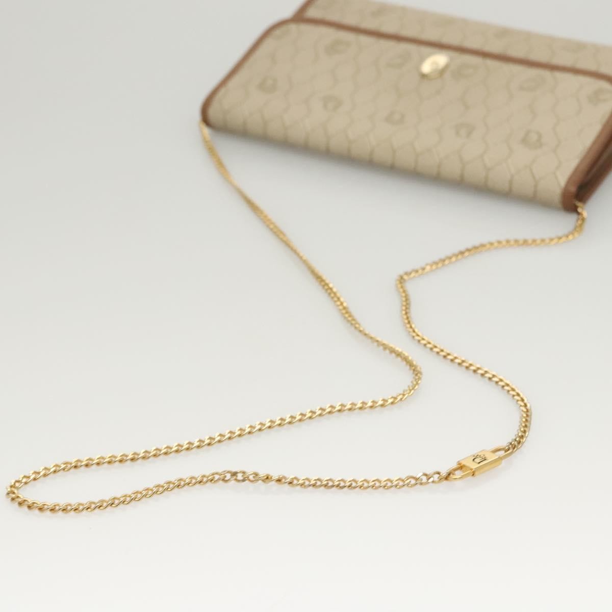 Christian Dior Vintage Honeycomb chain Canvas, BEIGE, CANVAS, Handbag