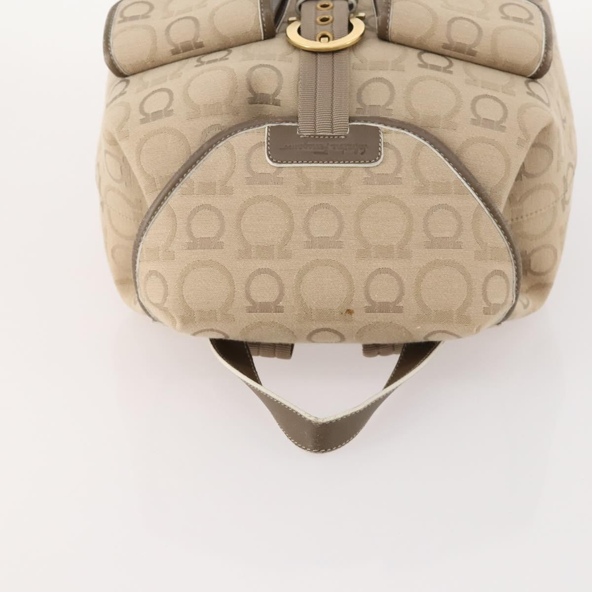 Salvatore Ferragamo Gancini Backpack Canvas, BEIGE, CANVAS, Backpack