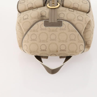 Salvatore Ferragamo Gancini Backpack Canvas, BEIGE, CANVAS, Backpack