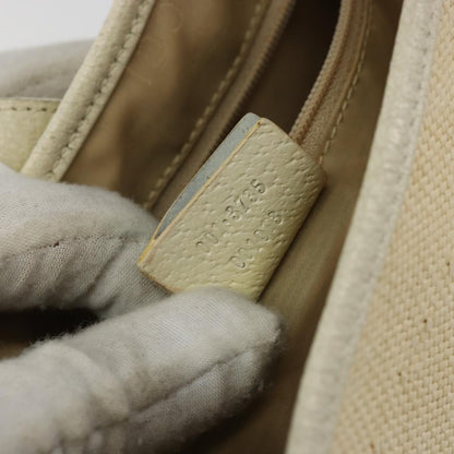 Gucci Vintage Jackie Shoulder Bag Canvas and Leather, Beige, Canvas, Handbag
