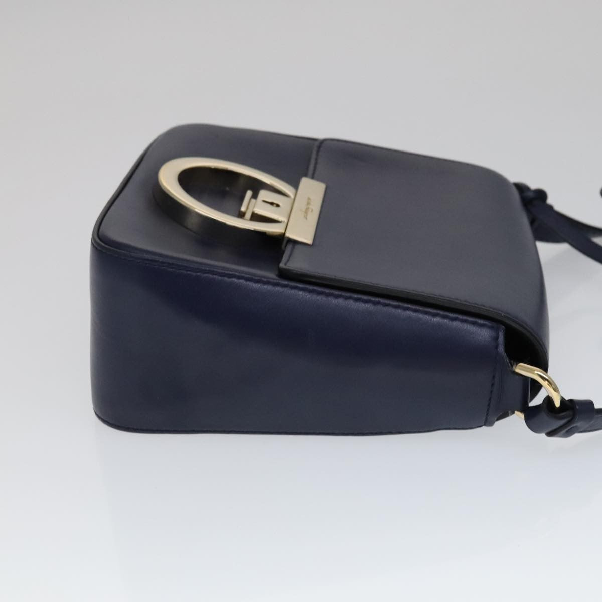 Salvatore Ferragamo Tassel Gancini Lock Flap Shoulder Bag Leather, NAVY, LEATHER, Shoulder bag