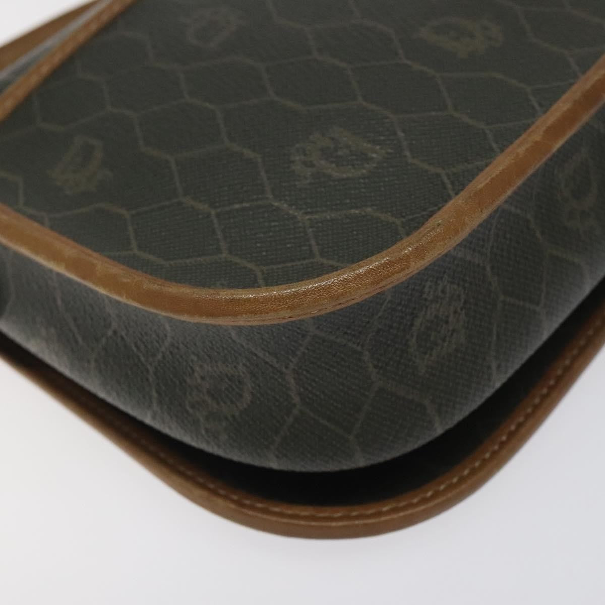 Christian Dior Vintage Honeycomb Flap Crossbody Bag Coated Canvas, BROWN, CANVAS, Crossbody bag