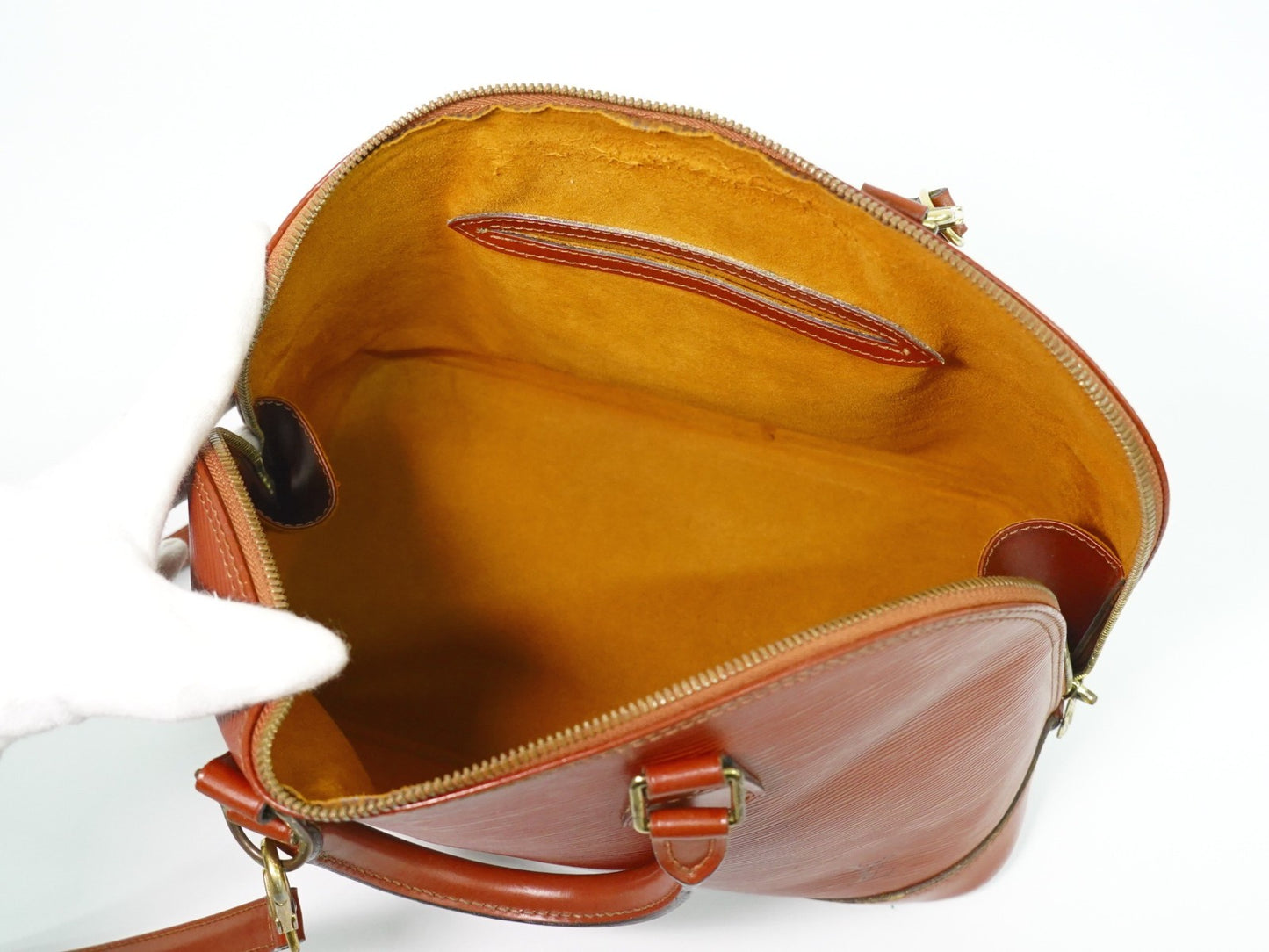 Louis Vuitton Alma Handbag Epi Leather, BROWN, LEATHER, Handbag