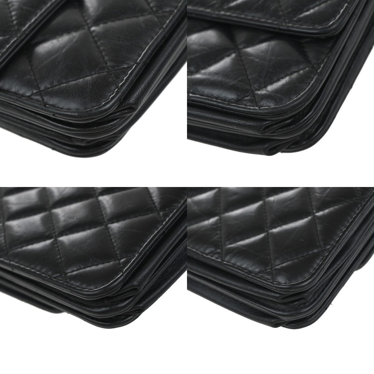 Chanel So Black Reissue 2.55 Wallet on Chain Quilted Aged Calfskin, BLACK, LEATHER, Shoulder bag