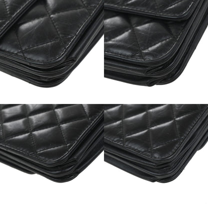 Chanel So Black Reissue 2.55 Wallet on Chain Quilted Aged Calfskin, BLACK, LEATHER, Shoulder bag
