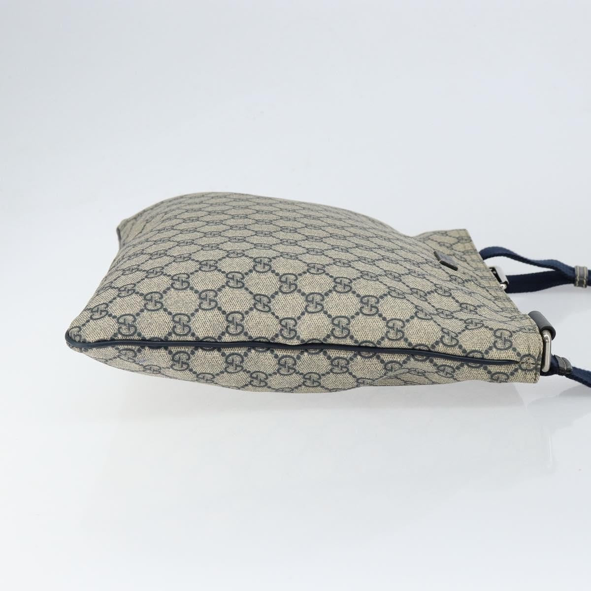 Gucci Zip Top Messenger Bag GG Coated Canvas, NAVY, PVC, Shoulder bag