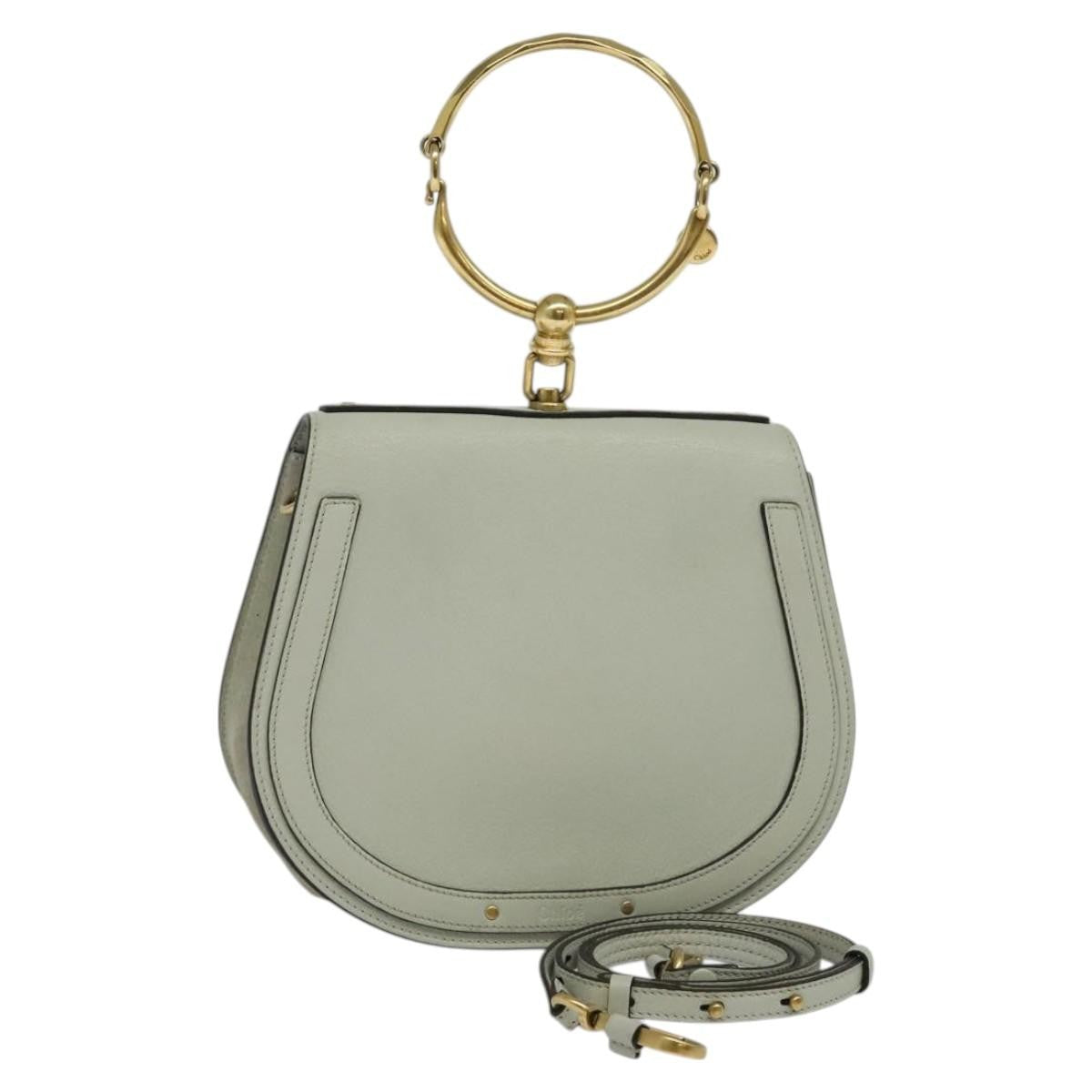 Chloe Nile Crossbody Bag Leather, GRAY, LEATHER, Crossbody bag