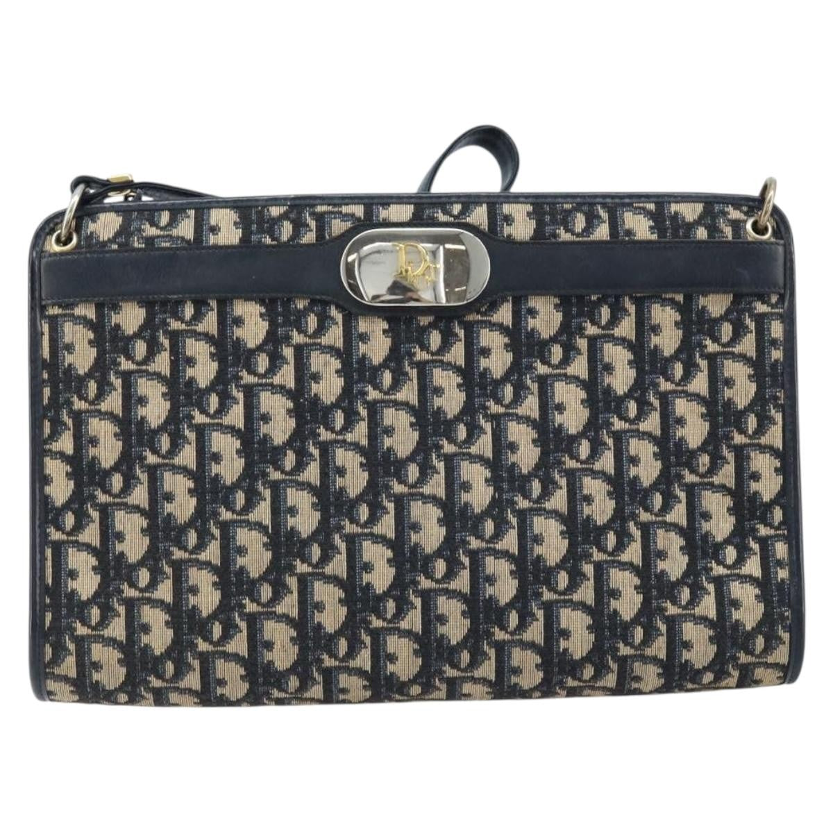 Christian Dior Vintage Trotter Shoulder Bag Canvas, NAVY, CANVAS, Shoulder bag