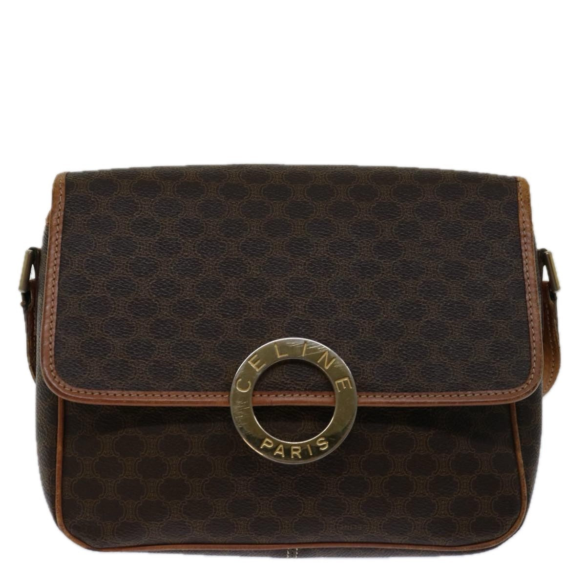 Celine Macadam Shoulder Bag Canvas, BROWN, PVC, Shoulder bag