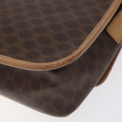 Celine Vintage Macadam Circle Logo Shoulder Bag Canvas and Leather, BROWN, PVC,CANVAS, Shoulder bag