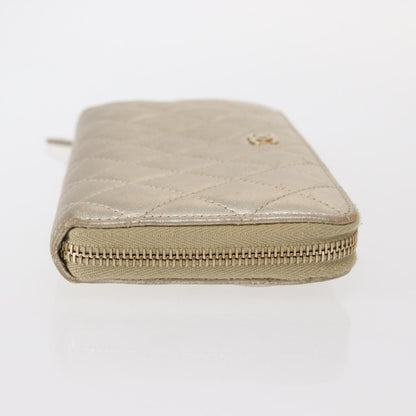 Chanel Zip Around Organizer Wallet Quilted Lambskin, GOLD, LEATHER, Wallets