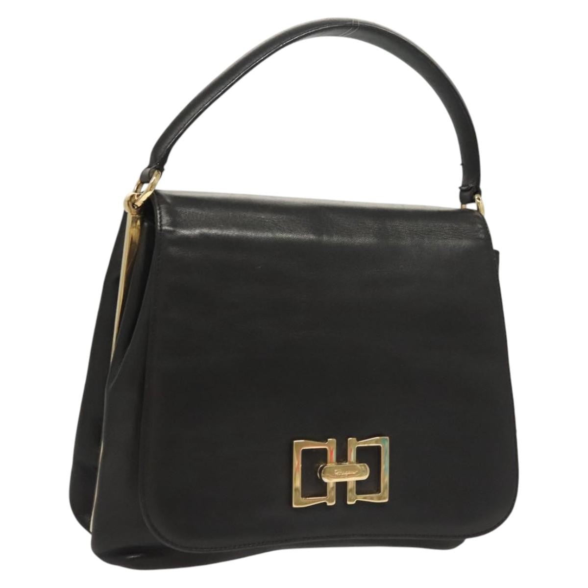 Salvatore Ferragamo Flap Handbag Leather, BLACK, LEATHER, Handbag