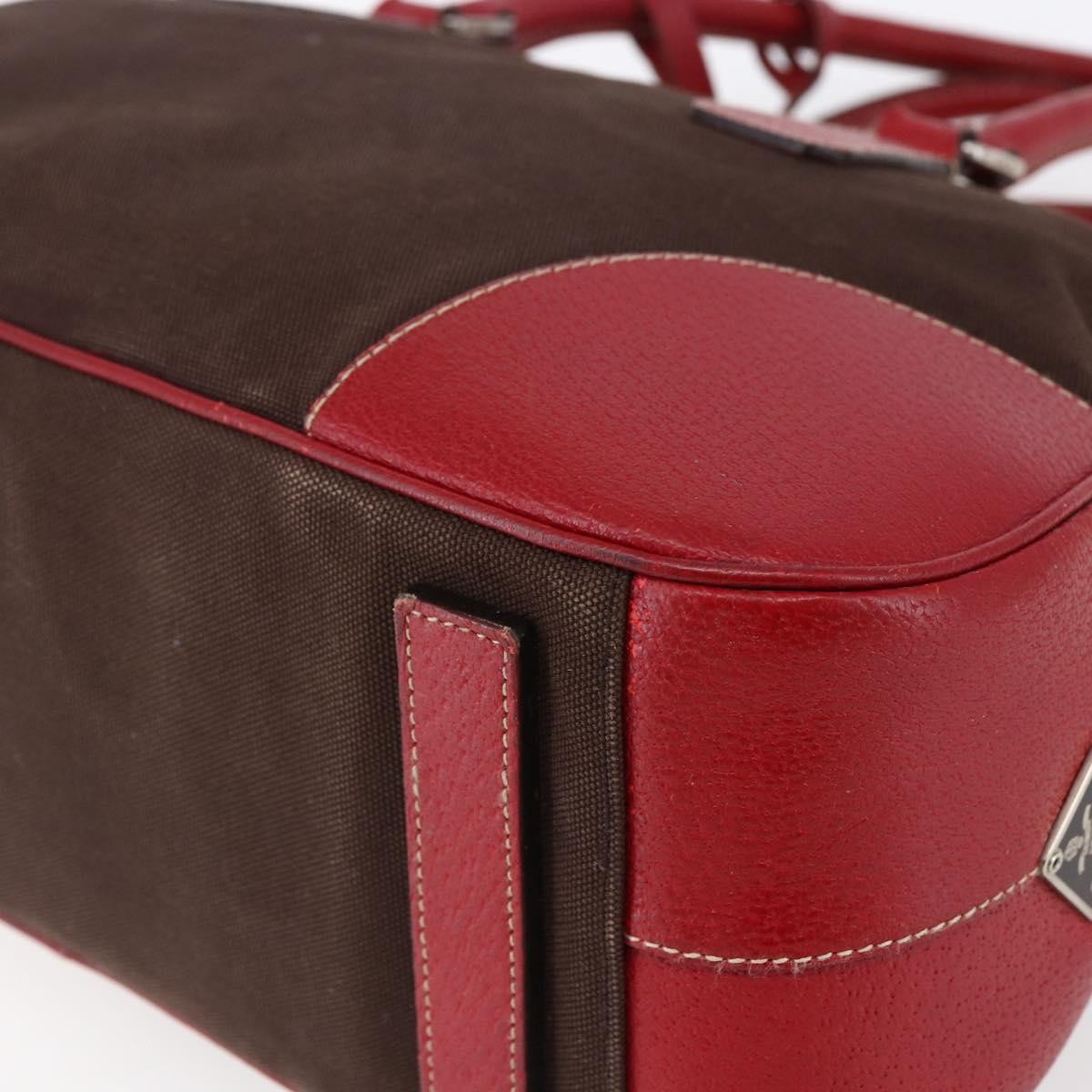 Prada Bowler Bag Canvas with Leather, BROWN, CANVAS, Handbag