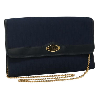 Christian Dior Vintage Trotter Shoulder Bag Canvas, NAVY, CANVAS, Shoulder bag