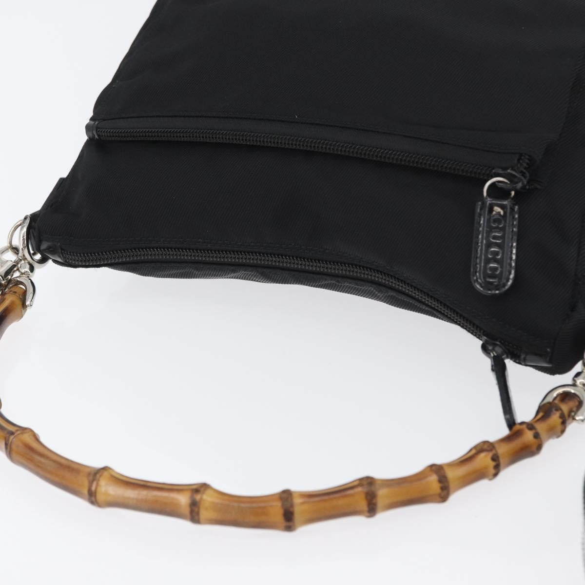 Gucci Vintage Bamboo Shoulder Bag Nylon, Black, Nylon, Shoulder Bag