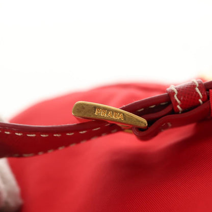 Prada Vela Double Front Pocket Backpack Tessuto with Saffiano Leather, Red, Nylon, Backpack