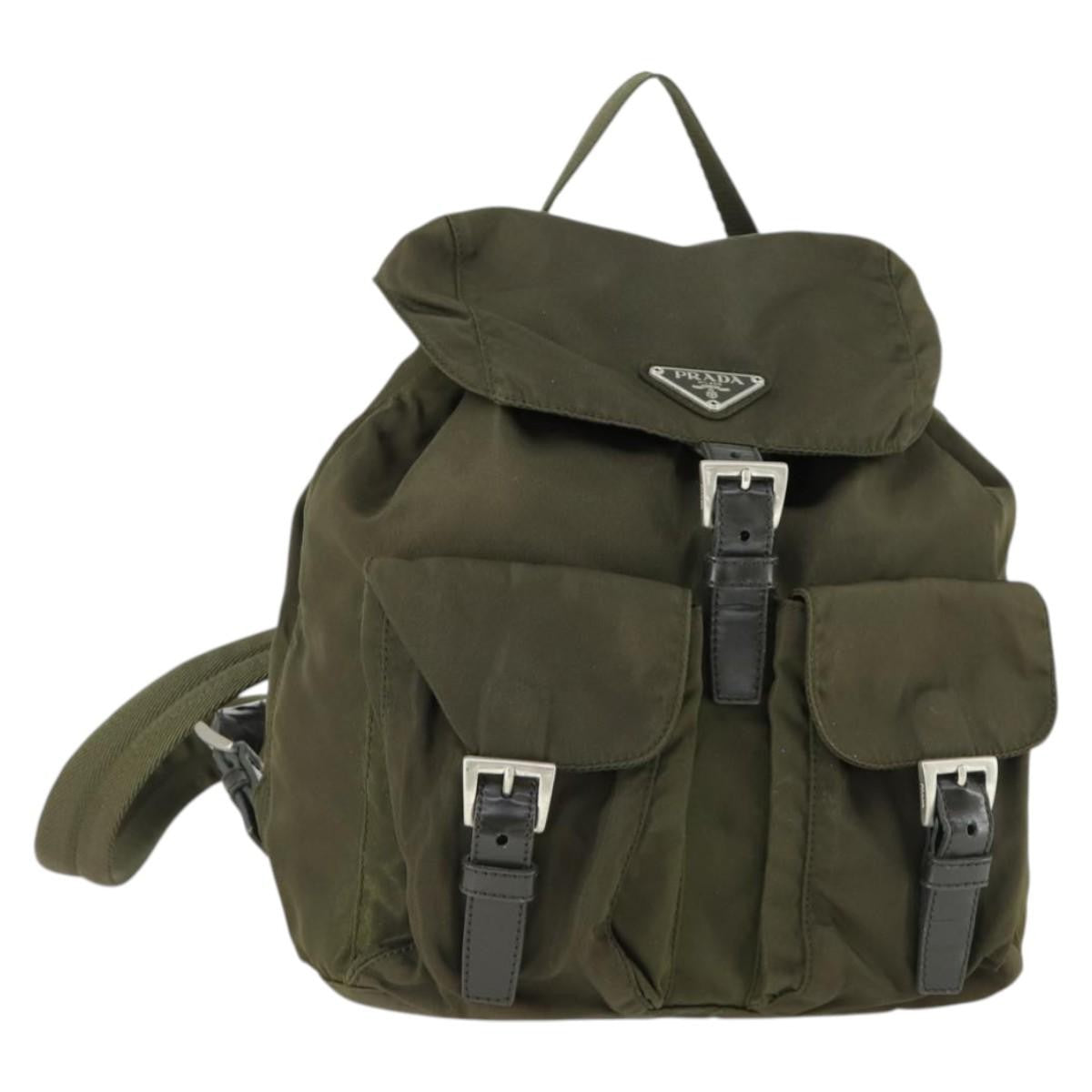Prada Double Front Pocket Backpack Tessuto, KHAKI, NYLON, Backpack