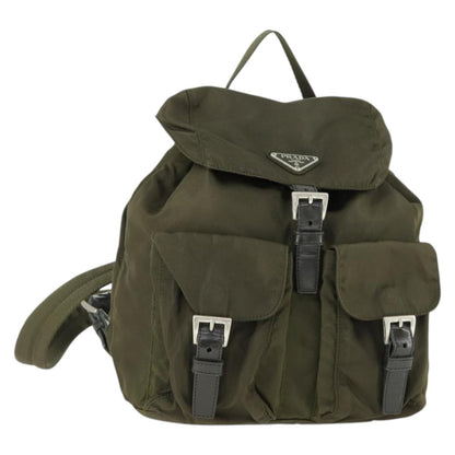 Prada Double Front Pocket Backpack Tessuto, KHAKI, NYLON, Backpack